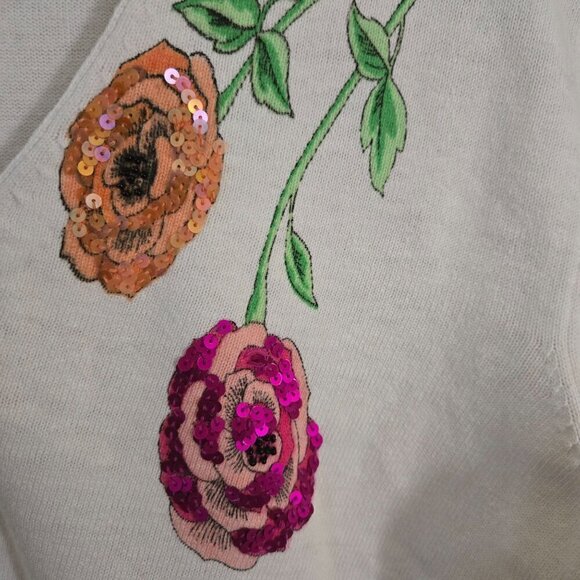 Alain Gerard Vintage NWT White Art To Wear Linen Blend Cardigan Sweater Size S - Picture 3 of 6